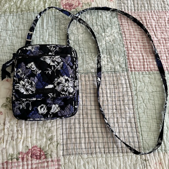 Vera Bradley Mini Hipster Black and Purple Floral Crossbody Bag - Picture 2 of 10